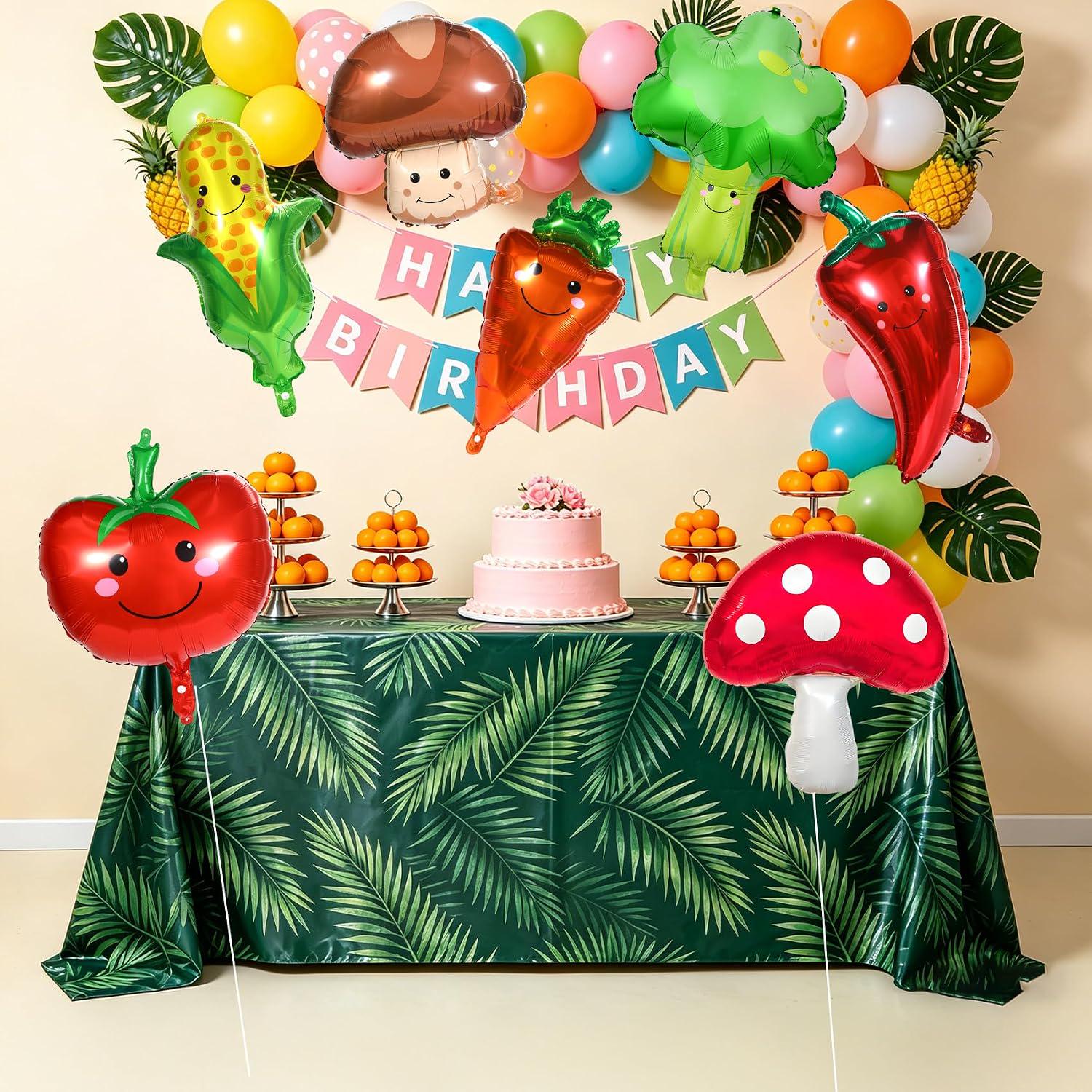 7pc Vegetable Fruit Foil Balloons | Farmers Market Party Decor, Baby Shower, Birthday, Luau