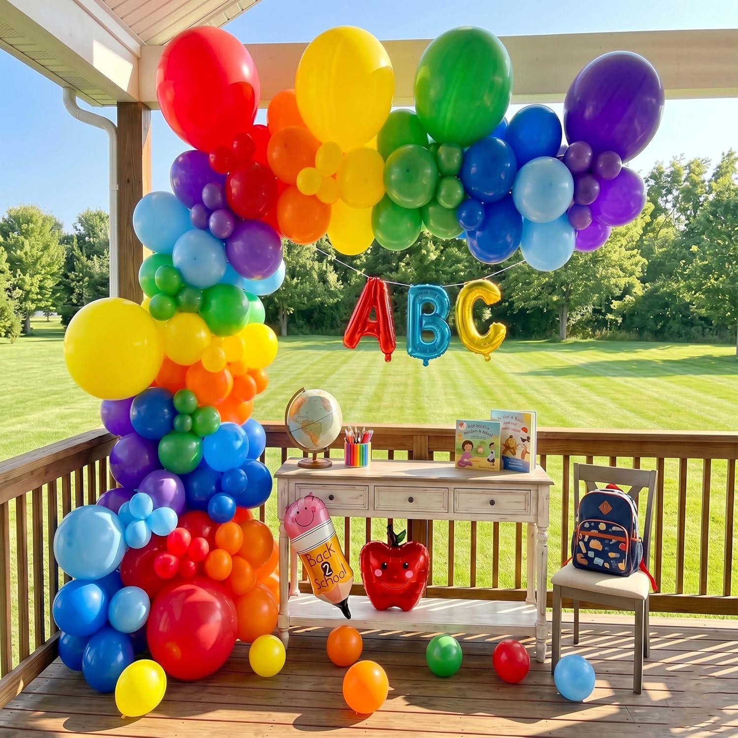 Back to School Balloon Arch Kit | Rainbow Birthday Party Garland