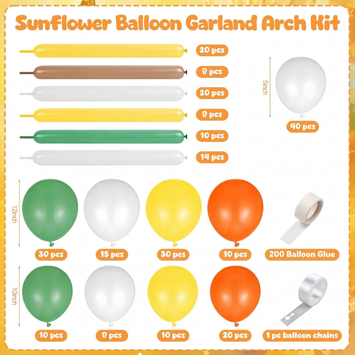 Sunflower Balloon Arch Garland Kit | Yellow, Brown, Sage Green Party Decor