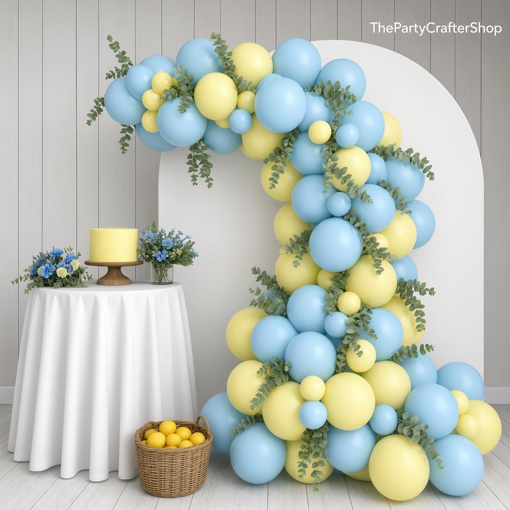 Baby Blue Yellow Balloon Arch Kit | Boy Baby Shower Birthday Party Decorations Garland