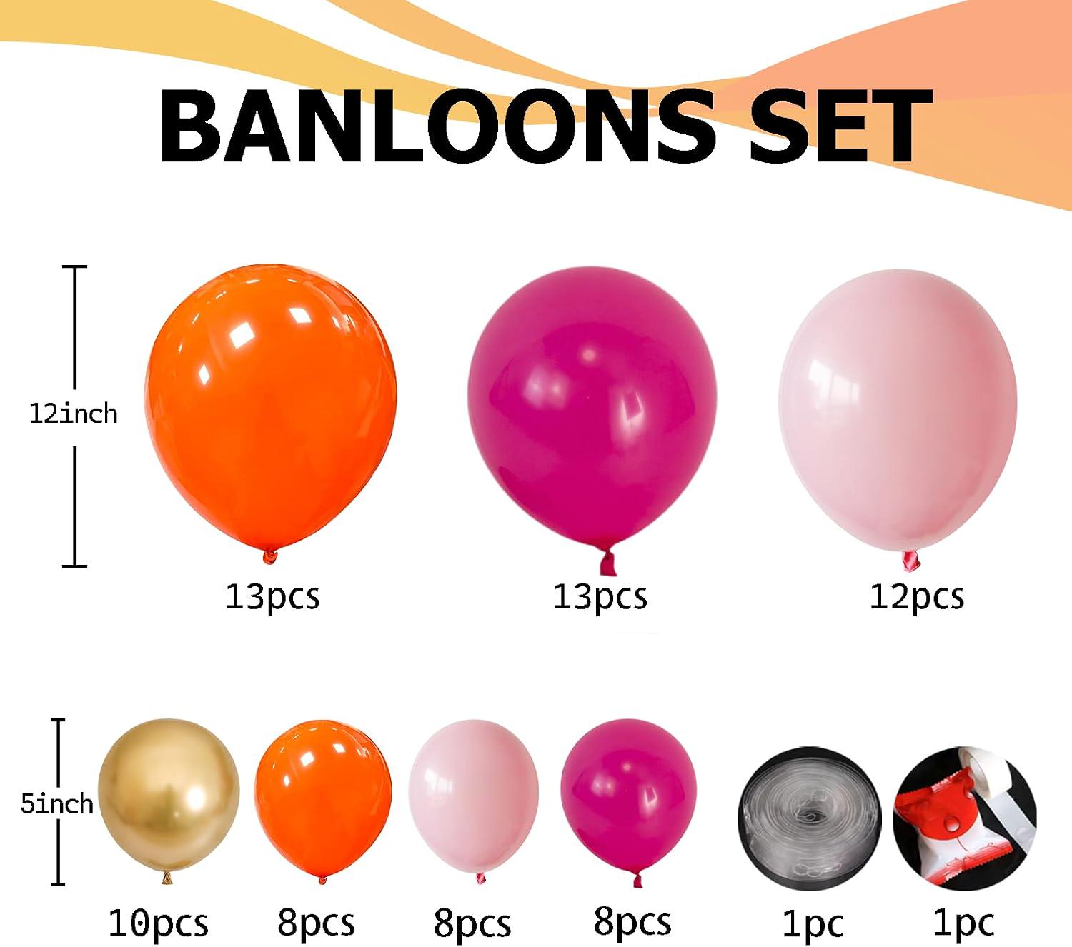 Pink Orange Balloon Arch Kit | Hot Pink Gold Balloons for Birthday Wedding Decor