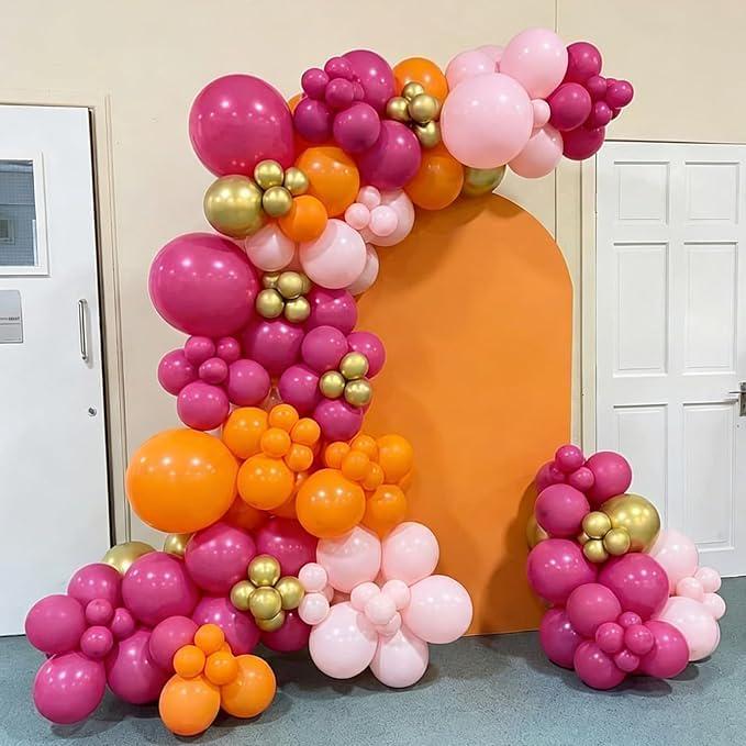 Pink Orange Balloon Arch Kit | Hot Pink Gold Balloons for Birthday Wedding Decor