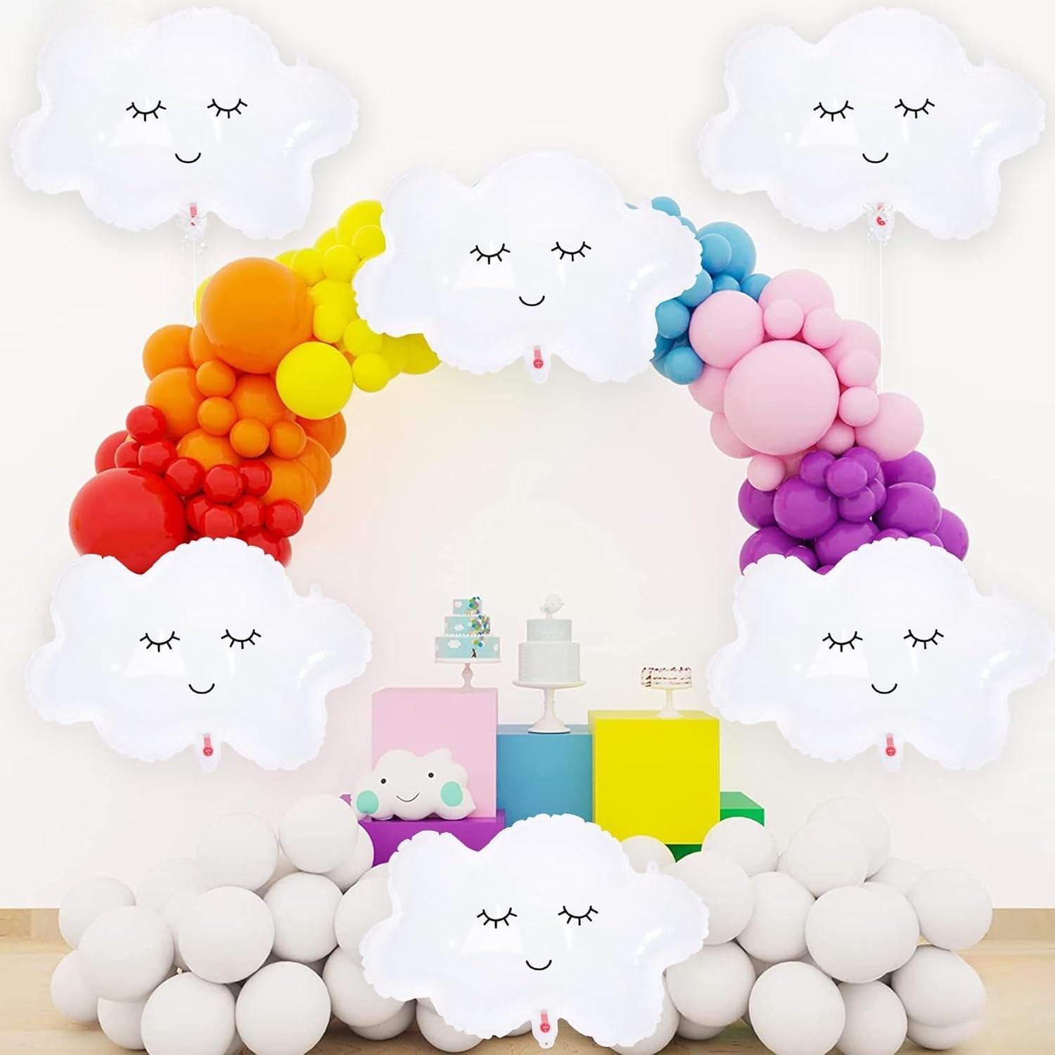 Smiling Cloud Balloons | 30 Inch Party Decorations (Set of 6)