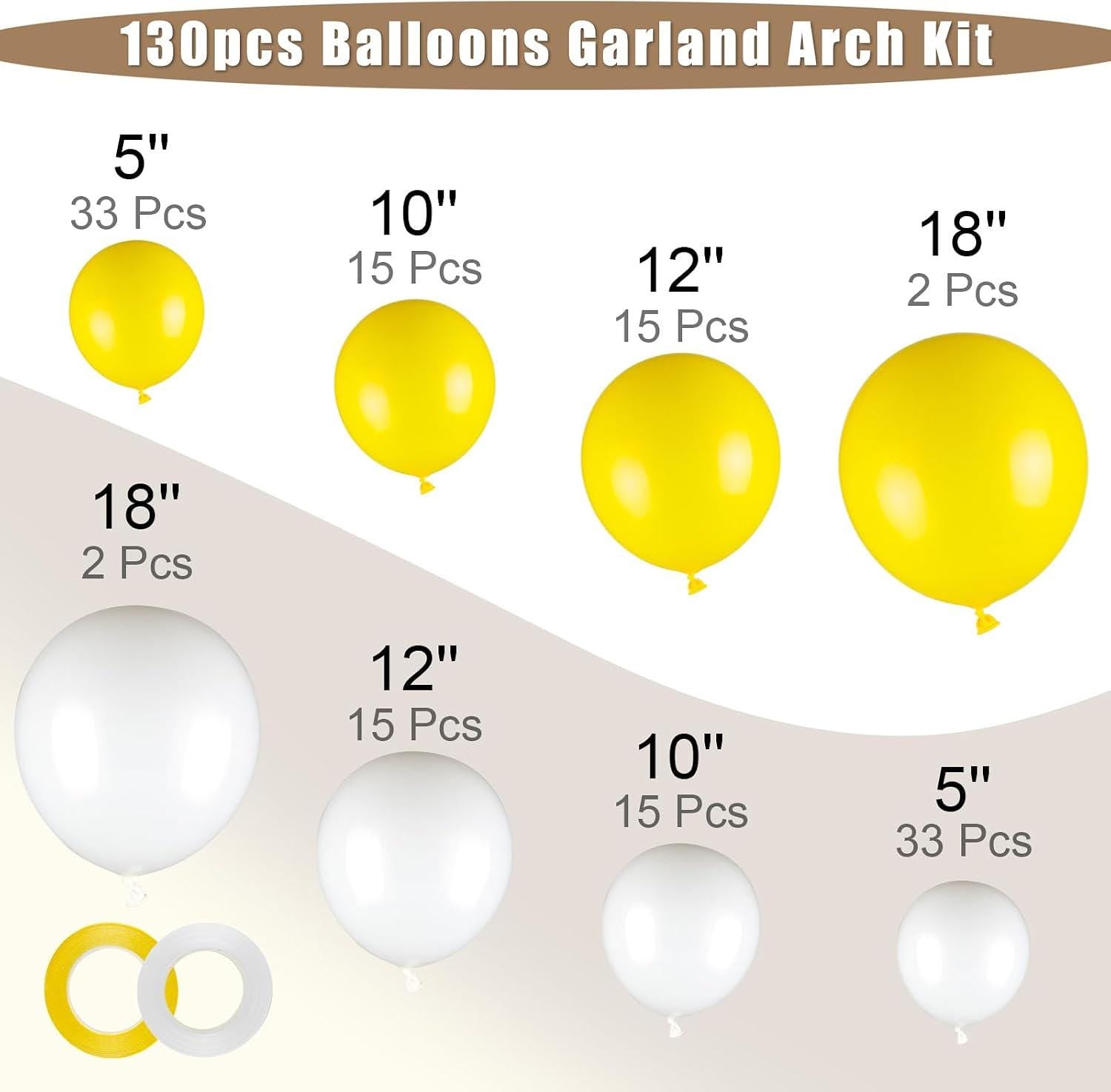 White Yellow Balloon Garland Arch Kit | Wedding, Baby Shower, Birthday Party Decor