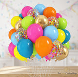 Tropical Confetti Balloon Set | Hot Pink, Orange, Teal, Gold Party Balloons