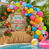 Tropical Confetti Balloon Set | Hot Pink, Orange, Teal, Gold Party Balloons