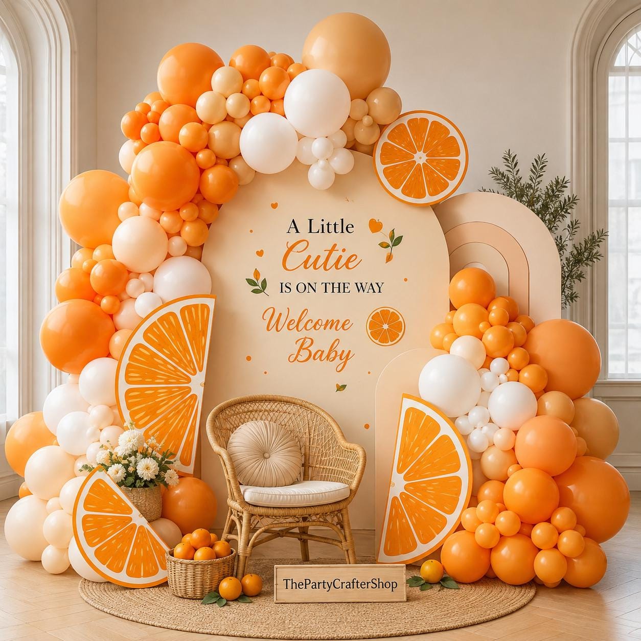 Orange White Nude Balloon Arch Garland Kit, Orange Foil Balloons, Fall Autumn Baby Shower Bridal Wedding Birthday Party Decor
