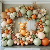 Dusty Green Orange Balloon Garland Arch, Neutral Earthy Tones Party Decor