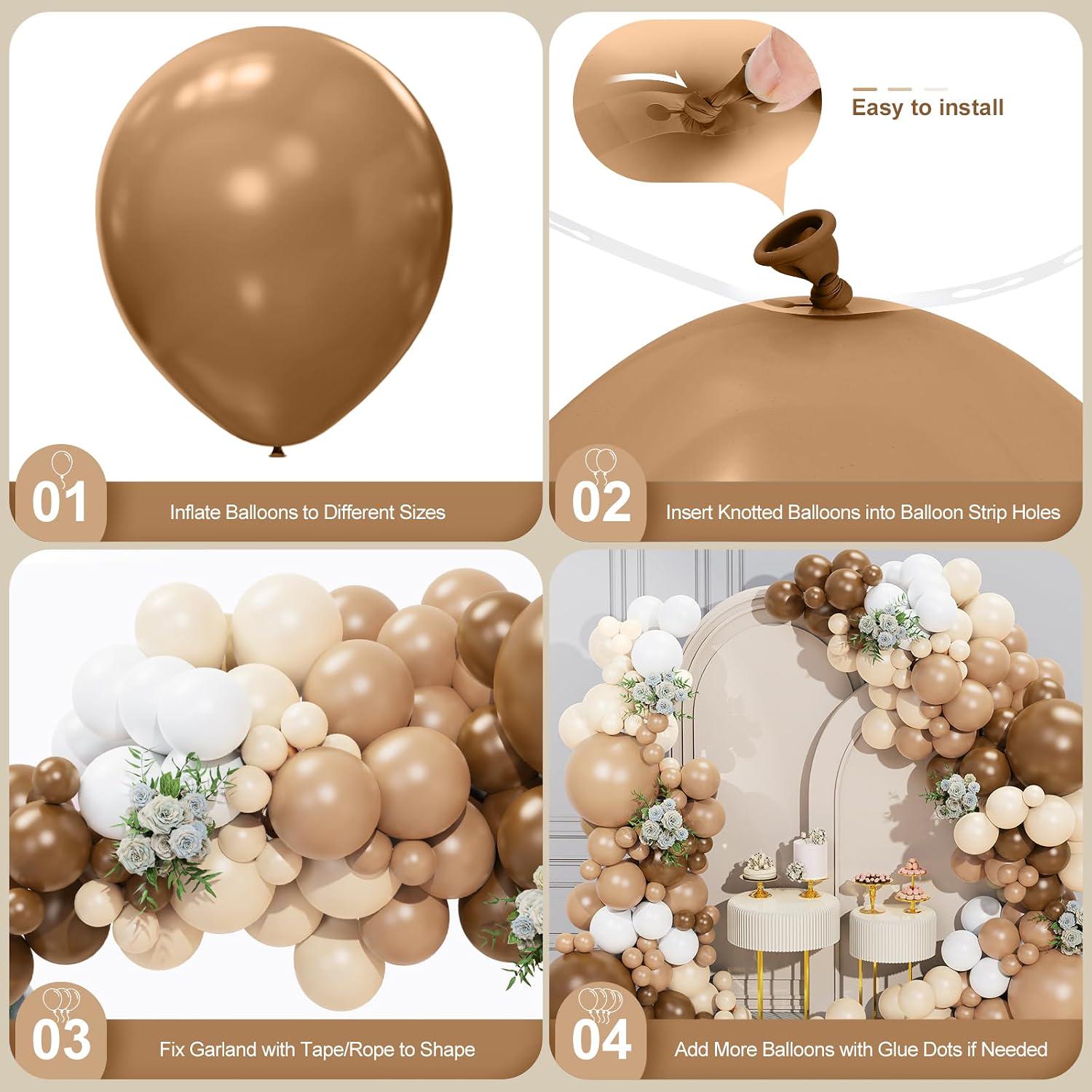 Neutral Balloon Garland Arch Kit, Brown Tan White, Baby Shower Birthday Party Decorations