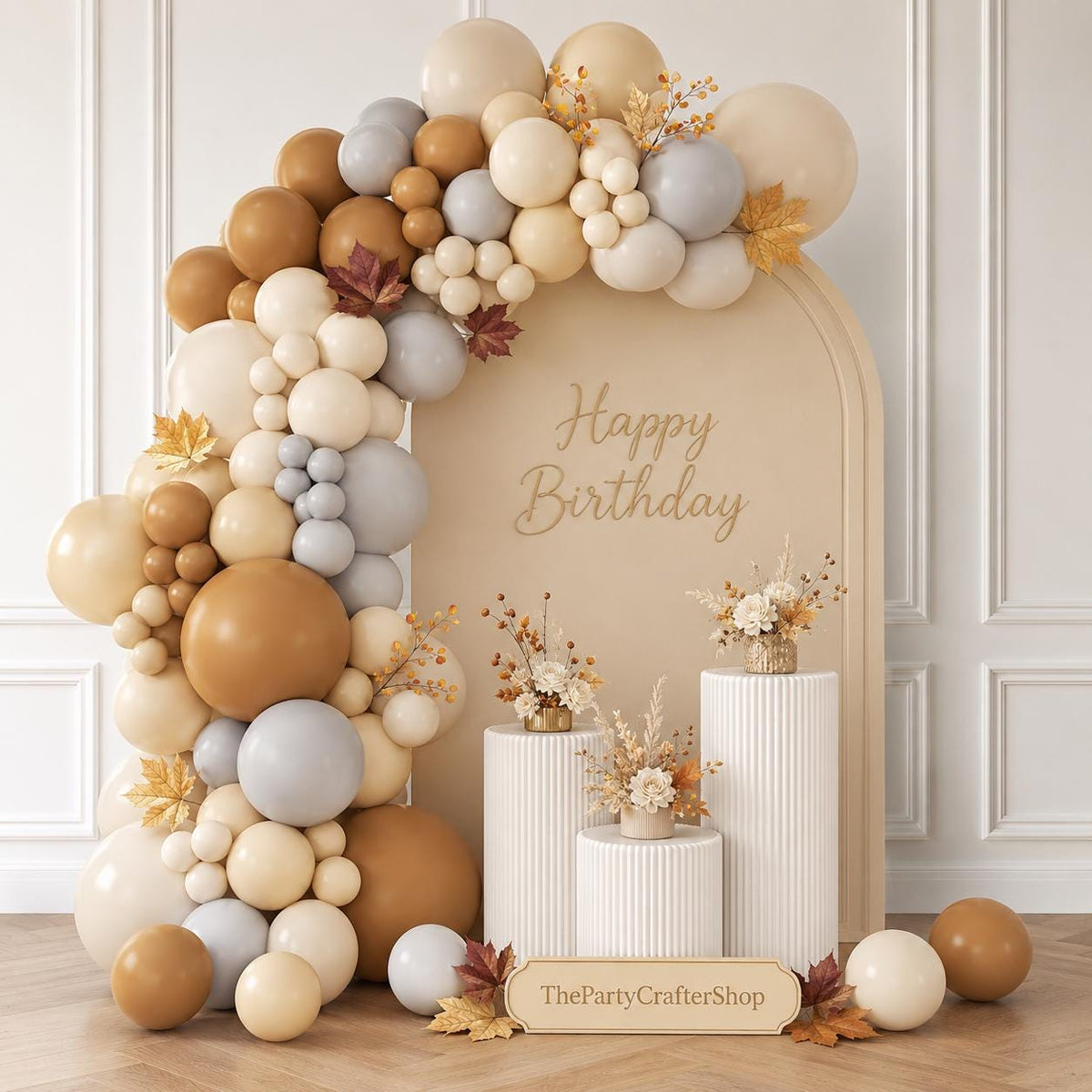 Boho Balloon Garland Arch Kit, Cocoa Dusty Gray Sand Balloons, Baby Shower Birthday Decor