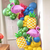 4pc Tropical Flamingo Pineapple Balloons | Hawaiian Luau Baby Shower Birthday Party Decorations