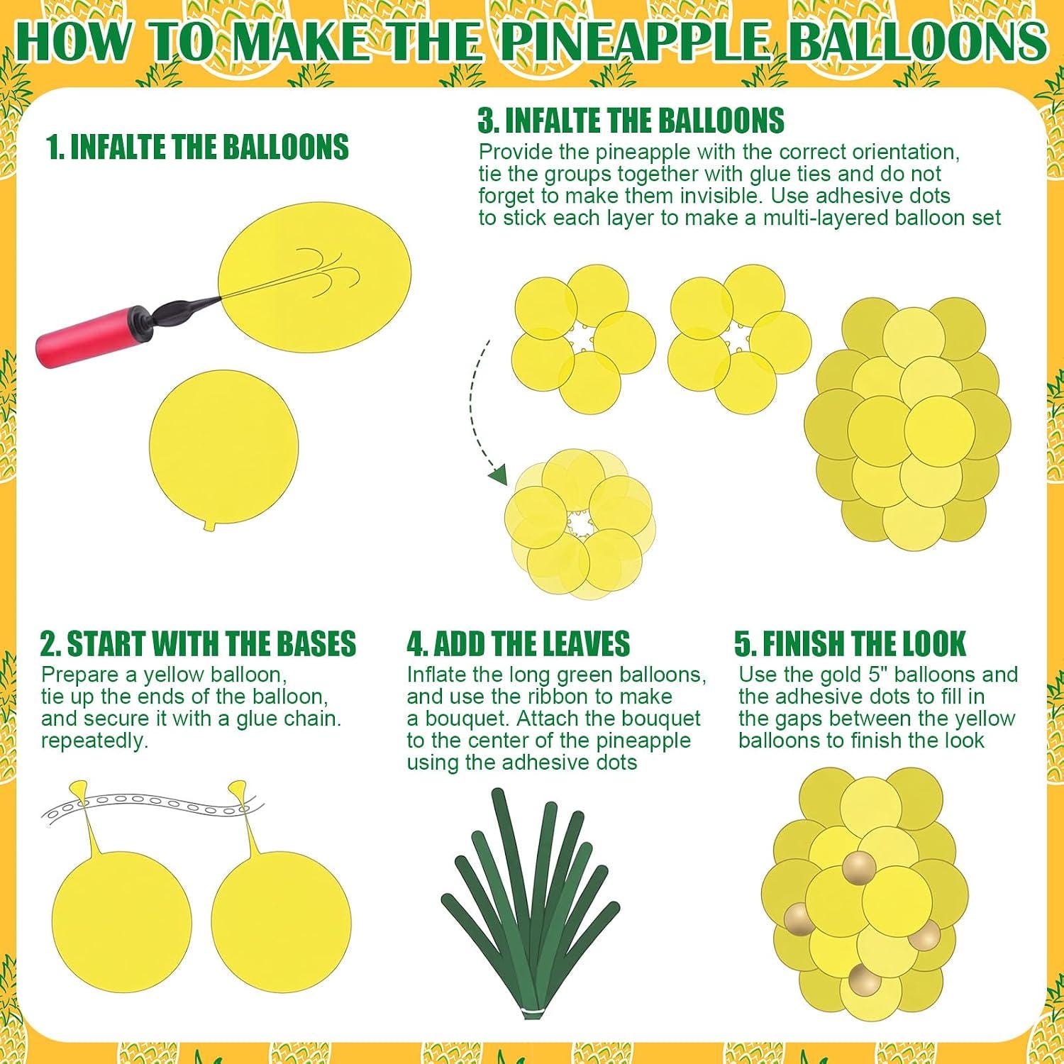 Pineapple Balloon Kit | Gold Green Tropical Luau Party Decorations