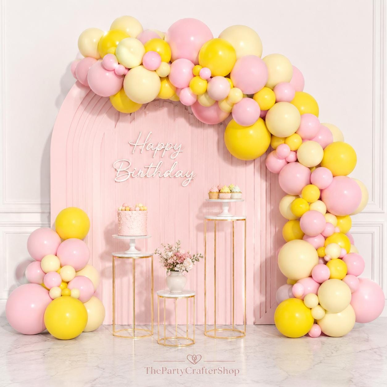 Pastel Lemon Balloon Arch Kit | Pink Yellow Garland for Birthday, Baby Shower, Wedding
