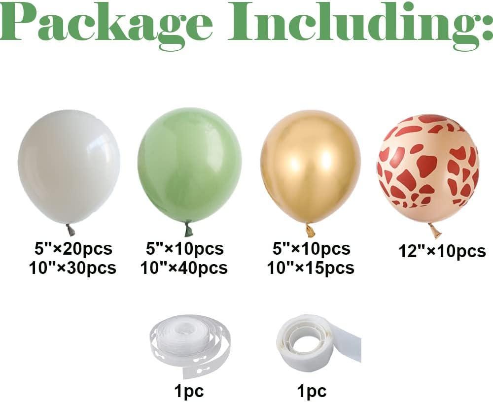 Jungle Safari Balloon Arch Kit | Sage Green, Sand Giraffe Print Balloons
