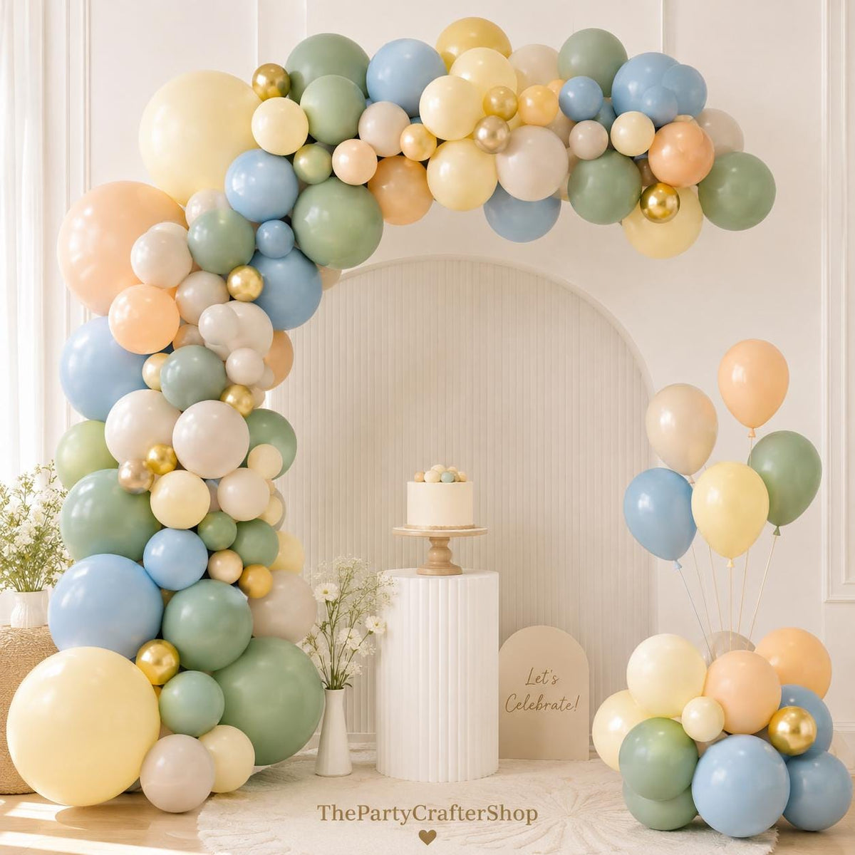 Wild One Balloon Arch Kit | Sage Green, Dusty Blue, Yellow Woodland Birthday Decor