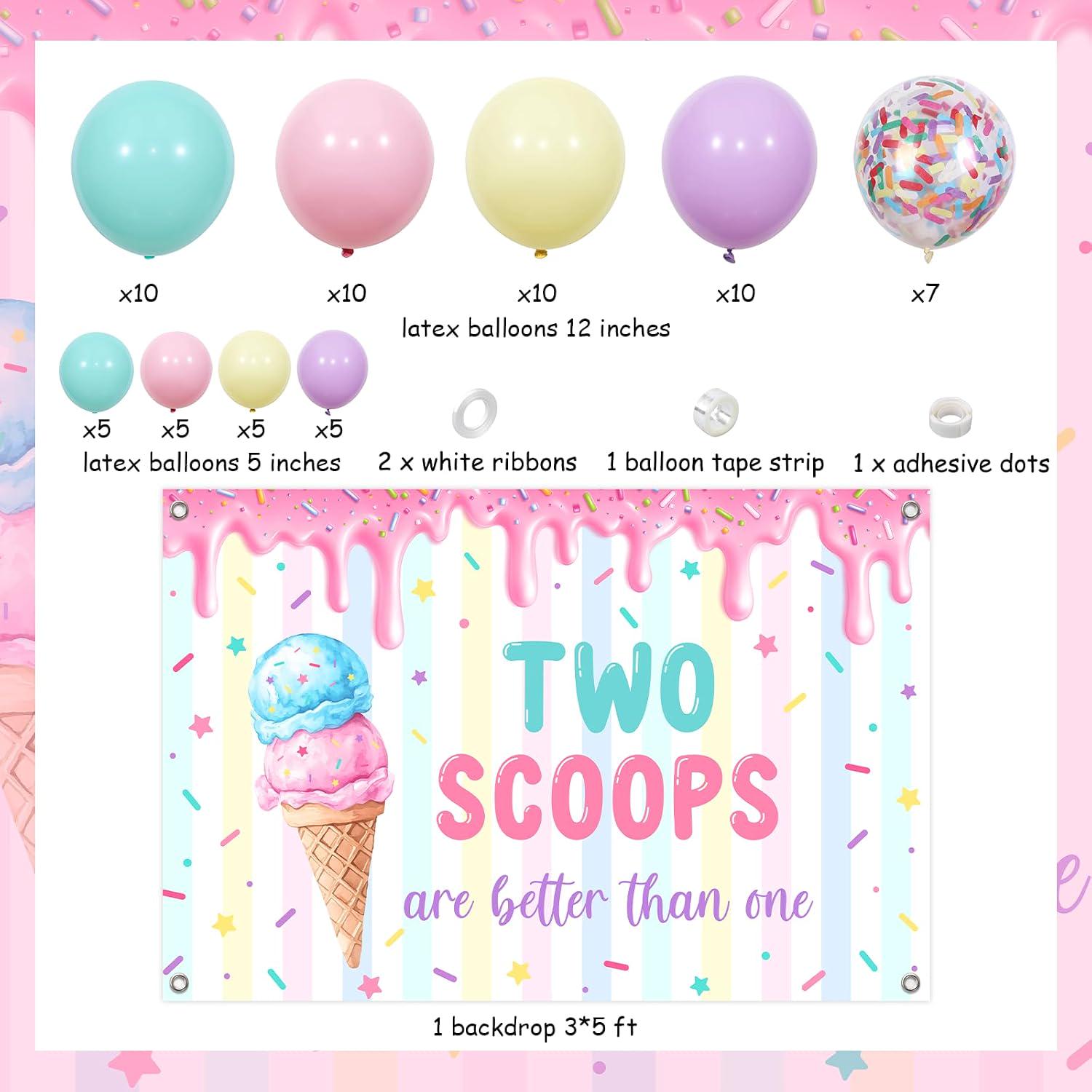 Two Scoops Ice Cream Balloon Arch Kit | Twins Baby Shower, Birthday Backdrop
