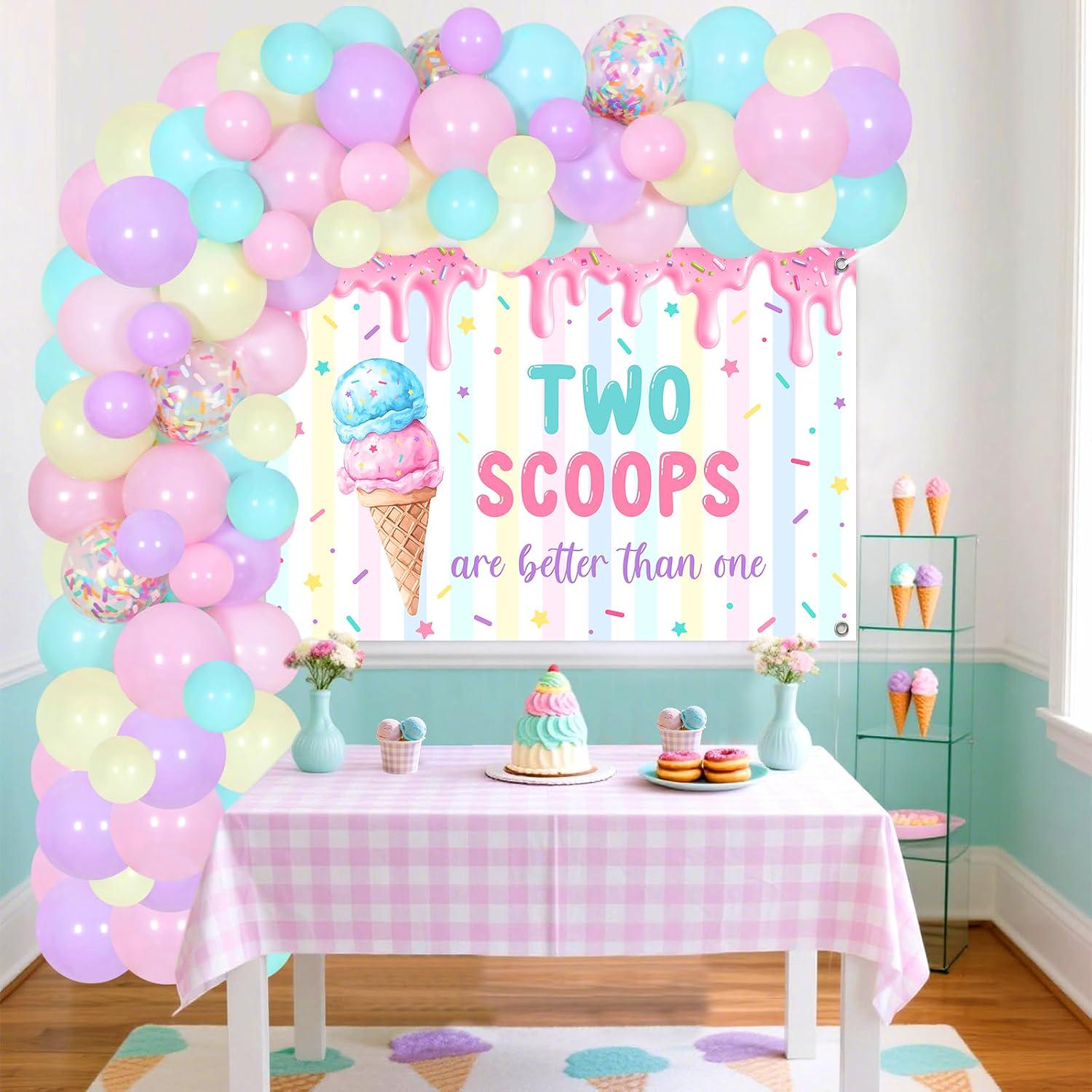 Two Scoops Ice Cream Balloon Arch Kit | Twins Baby Shower, Birthday Backdrop
