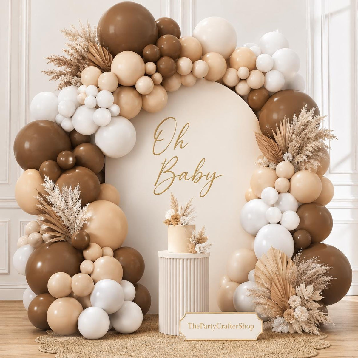 Neutral Balloon Garland Arch Kit, Teddy Bear Baby Shower Party Decor