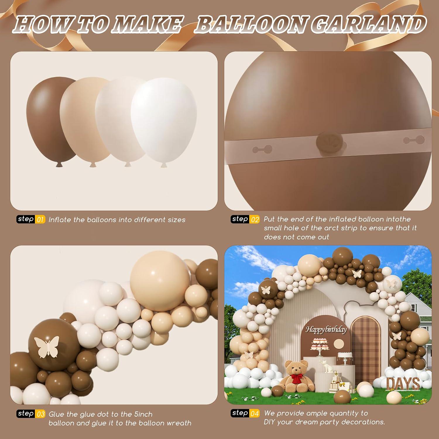 Neutral Balloon Garland Arch Kit, Teddy Bear Baby Shower Party Decor