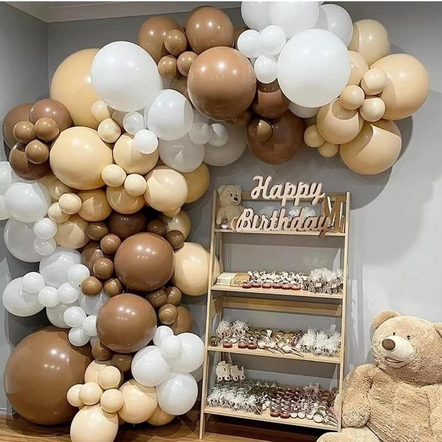 Neutral Balloon Garland Arch Kit, Teddy Bear Baby Shower Party Decor