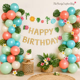 Tropical Balloon Arch Kit | Coral, Teal, Rose Gold Luau Party Decor
