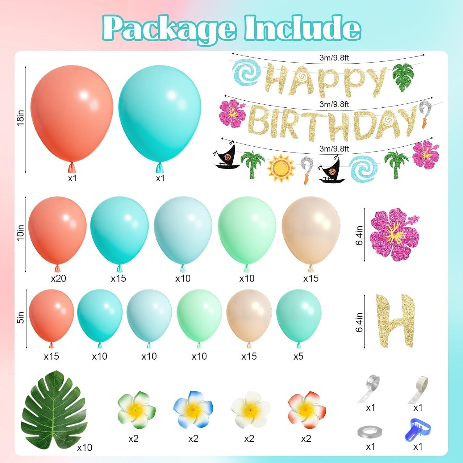 Tropical Balloon Arch Kit | Coral, Teal, Rose Gold Luau Party Decor