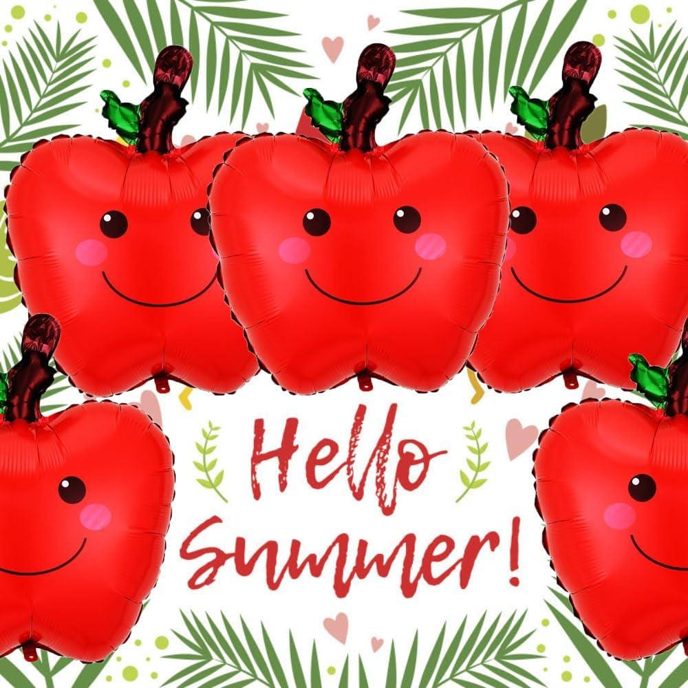 5pc Apple Foil Balloons | Back to School, Birthday Party Arch Decorations