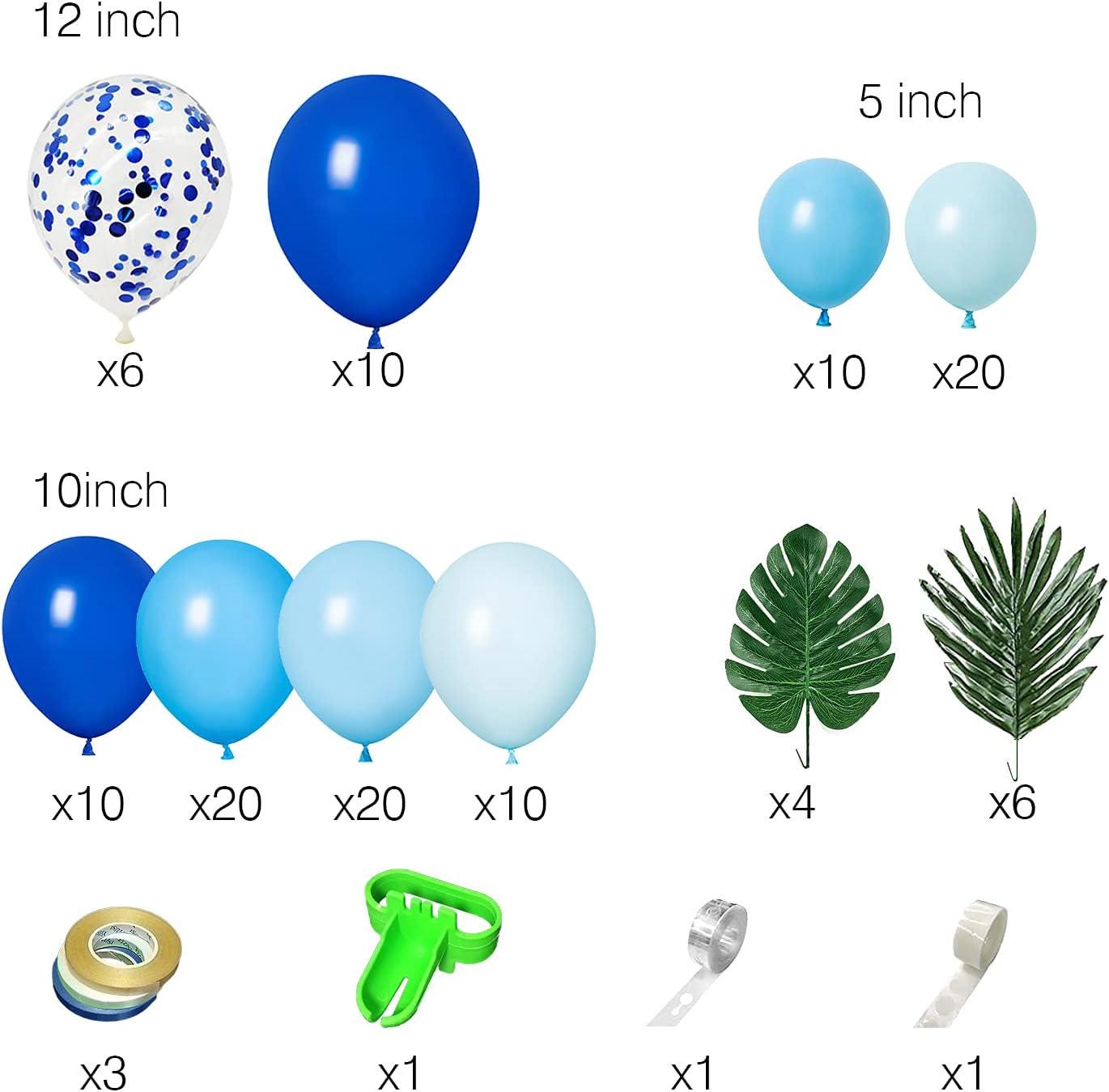 Blue Ocean Balloon Arch Kit | Hawaiian Palm Leaf Garland for Parties