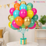 Tropical Balloon Set | Hot Pink, Orange, Teal, Yellow, Green, Gold Confetti Balloons