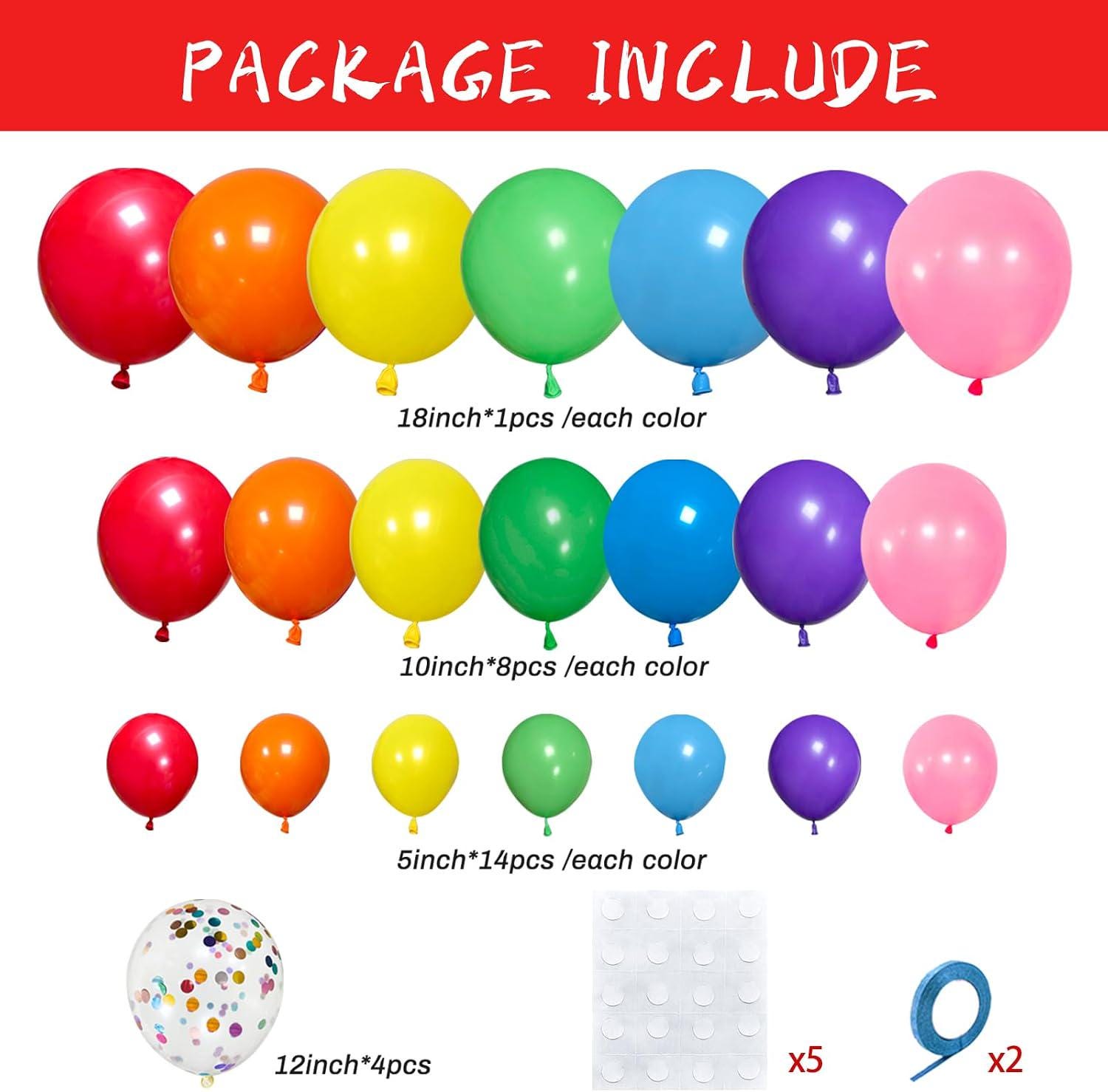 Rainbow Balloon Arch Kit | Mixed Size Garland for Birthday, Baby Shower, Wedding Decor