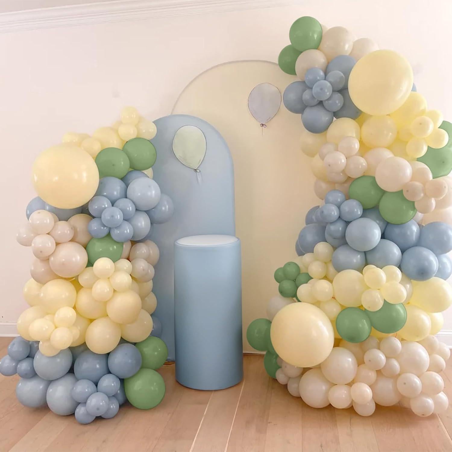 115pc Neutral Balloon Arch Kit | Dusty Blue, Sage Green, Cream Party Decor