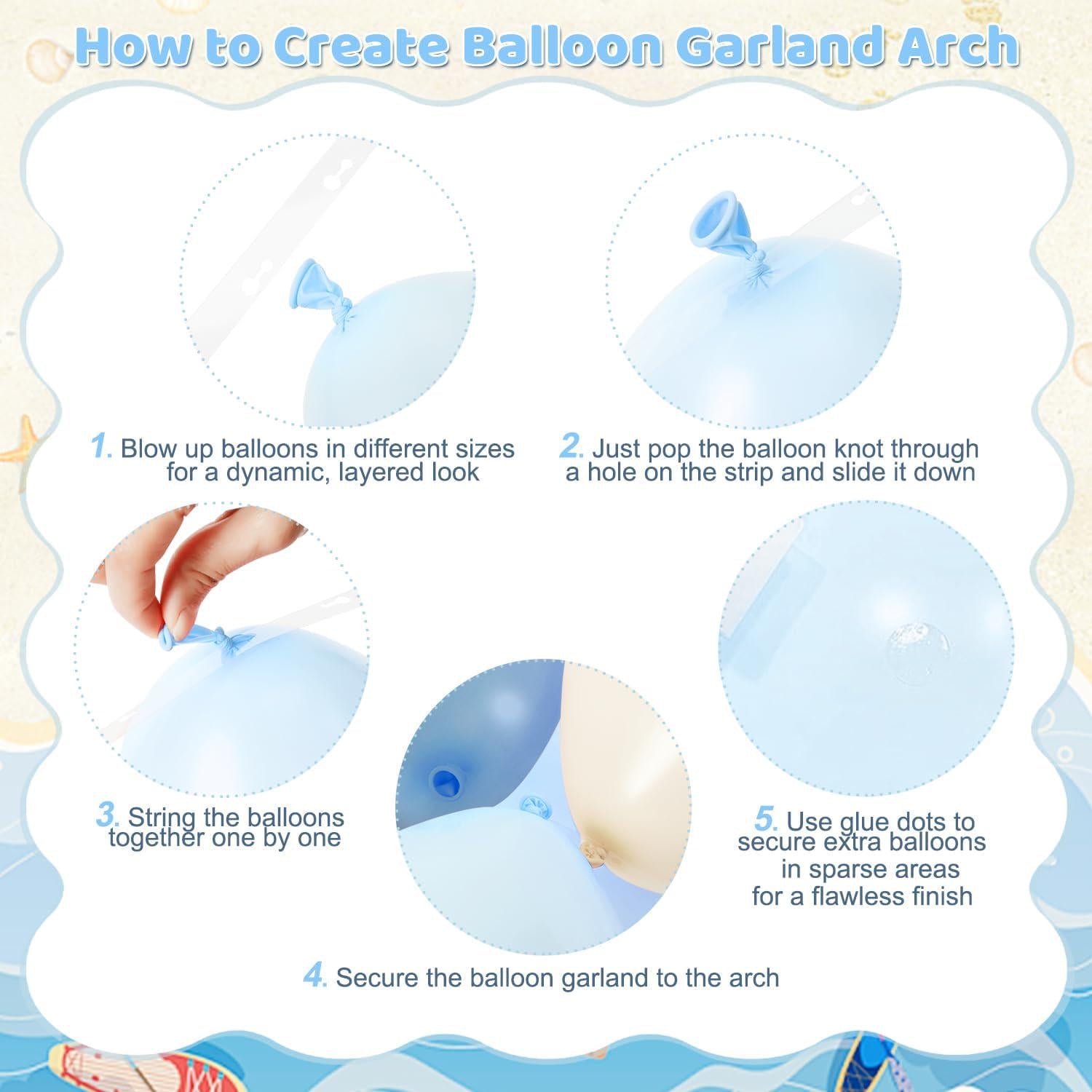 Dusty Blue Balloon Arch Kit | Pearl White Sand Balloons for Baby Shower, Birthday Decor