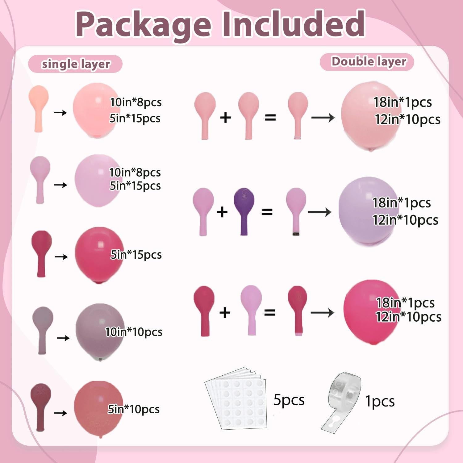 Hot Pink Purple Balloon Arch Kit | Lavender, Lilac, Mauve, Peach Garland