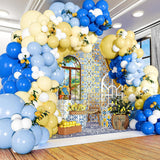 Blue Yellow Lemon Balloon Arch Kit | Amalfi Coast Party Decor, Citrus Balloons, Leaves
