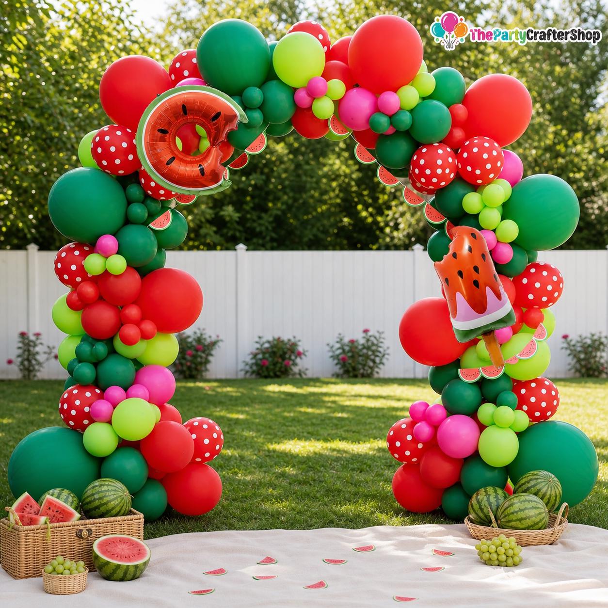 Watermelon Balloon Arch Kit | Red Green Summer Birthday Party Decor
