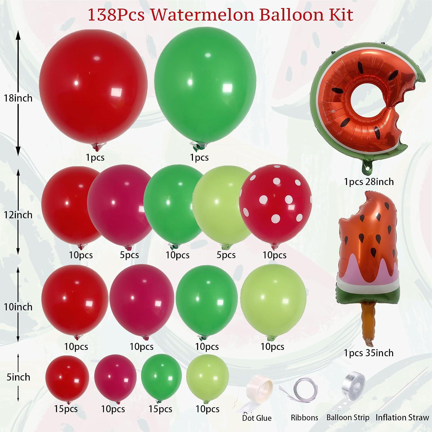Watermelon Balloon Arch Kit | Red Green Summer Birthday Party Decor
