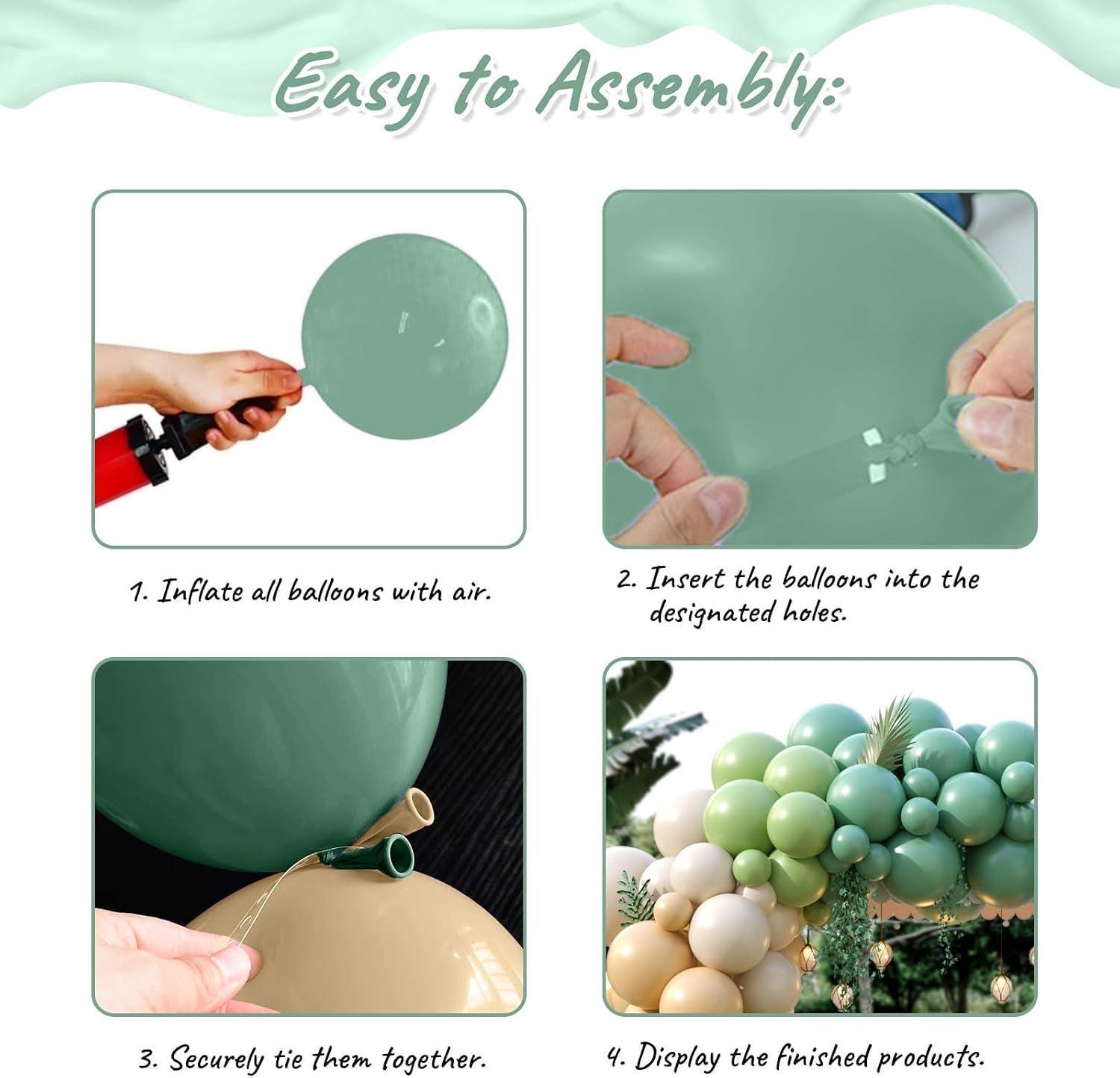 122pc Sage Green Brown Balloon Arch Kit | Neutral Safari Woodland Dinosaur Birthday Party Decor