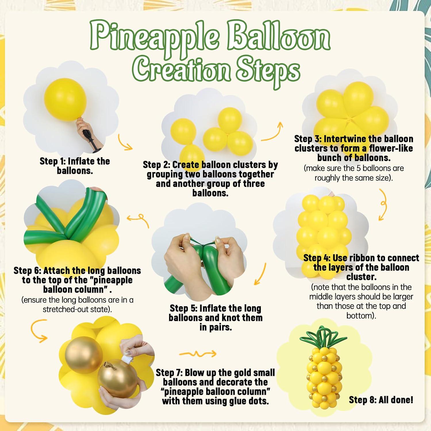 Pineapple Balloon Arch Kit | Gold Green Yellow Tropical Party Decor