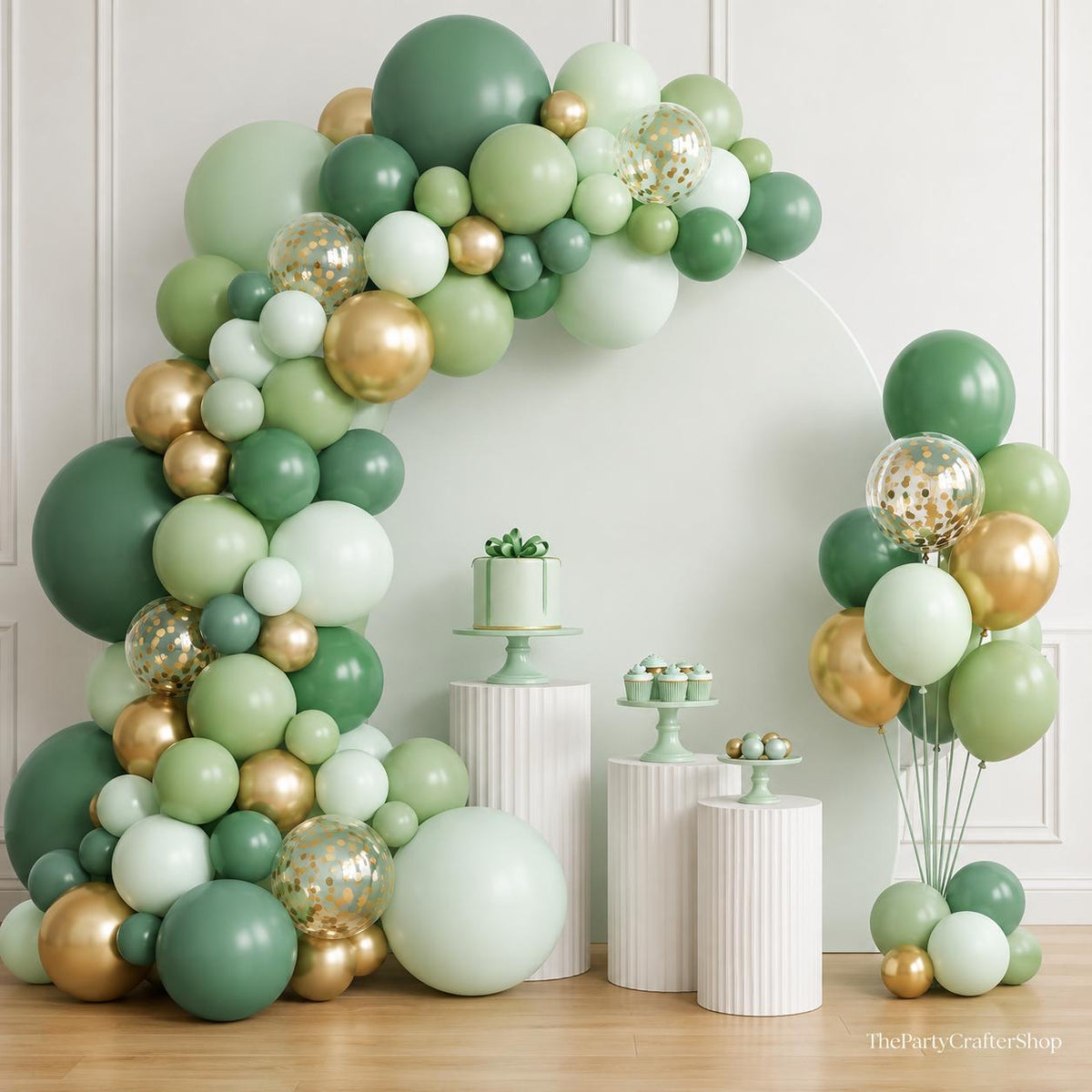 Sage Green Balloon Arch Kit | Olive Gold Garland for Birthday, Wedding, Baby Shower