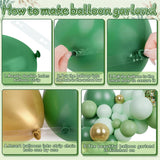 Sage Green Balloon Arch Kit | Olive Gold Garland for Birthday, Wedding, Baby Shower