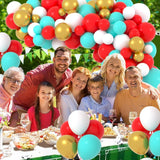Red Teal Gold Balloon Arch Kit | Wedding Birthday Party Decor