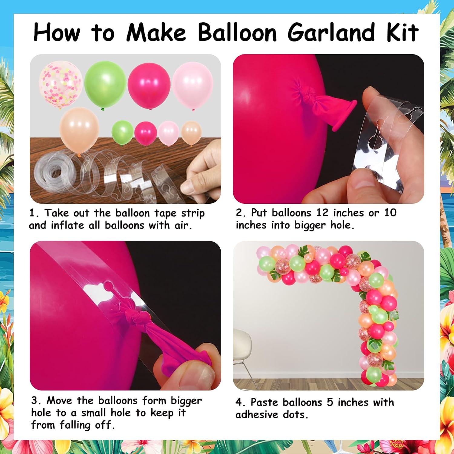 50th Birthday Tropical Luau Party Decorations | Beach Balloon Arch, Glitter Banner, Foil Props