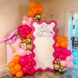 Pink Orange Balloon Arch Kit | Hot Pink Metallic Gold Confetti Garland
