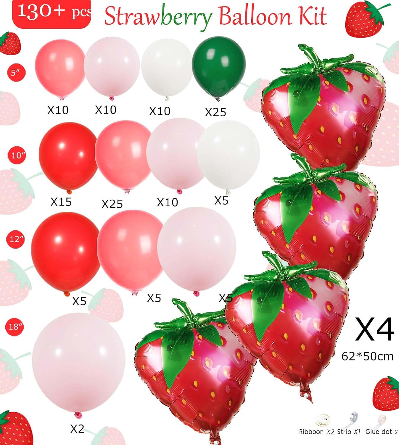 Strawberry Balloon Arch Kit | Red Pink Berry Balloons for Baby Shower Decor