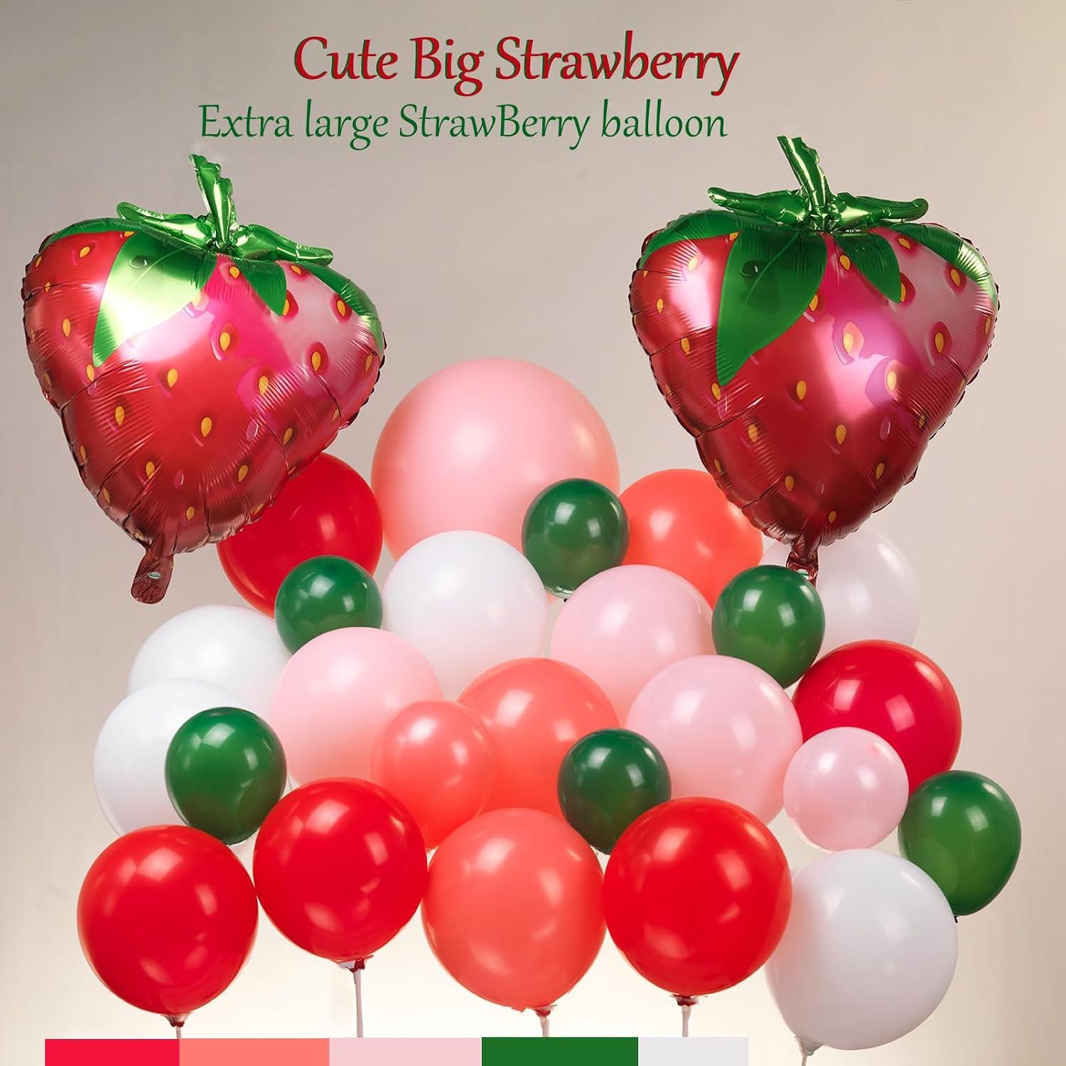 Strawberry Balloon Arch Kit | Red Pink Berry Balloons for Baby Shower Decor