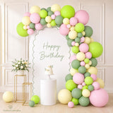 Olive Green Pink Yellow Balloon Arch Kit | Summer Beach Birthday Party Decor