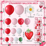 Strawberry Balloon Arch Kit with BABY Boxes | Red Pink Daisy Balloons, Sweet One Decor
