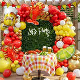 Crawfish Boil Balloon Arch Kit | Red Yellow Gold Seafood Party Decor