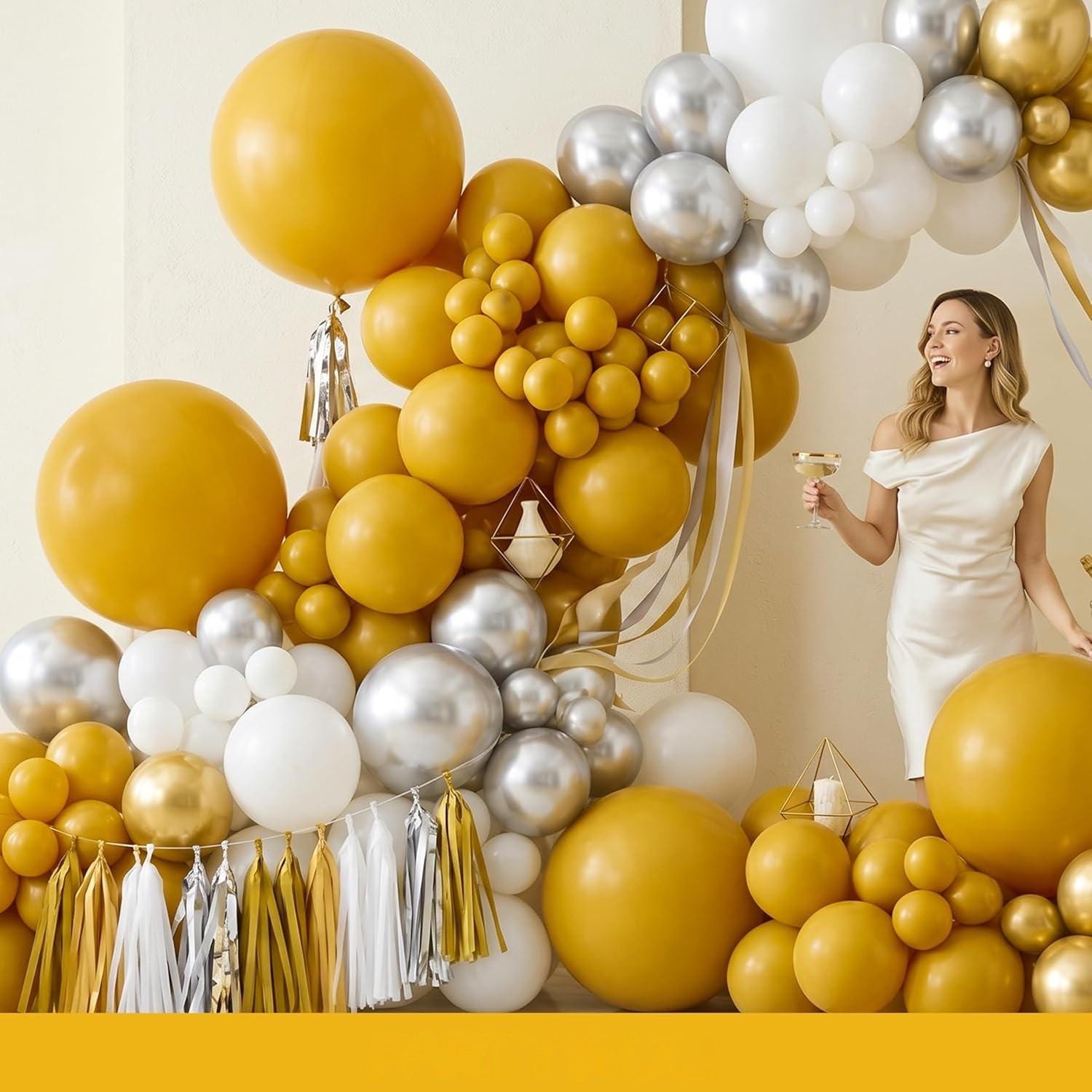 Mustard Yellow Latex Balloons | 12 Inch Party Decor (101pc)