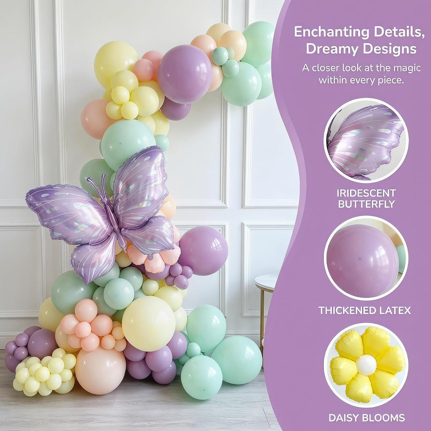 Wildflower Balloon Arch Kit | Pastel Floral Butterfly Garden Party Decor